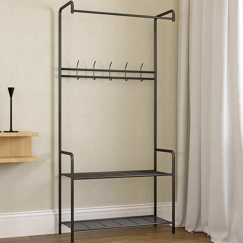 Miravique Stella Standing Clothes Hanger Rack with Storage Shelves